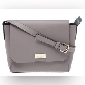 Kate Spade Pale Lilac Leather Logo Plague Flap Shoulder Bag